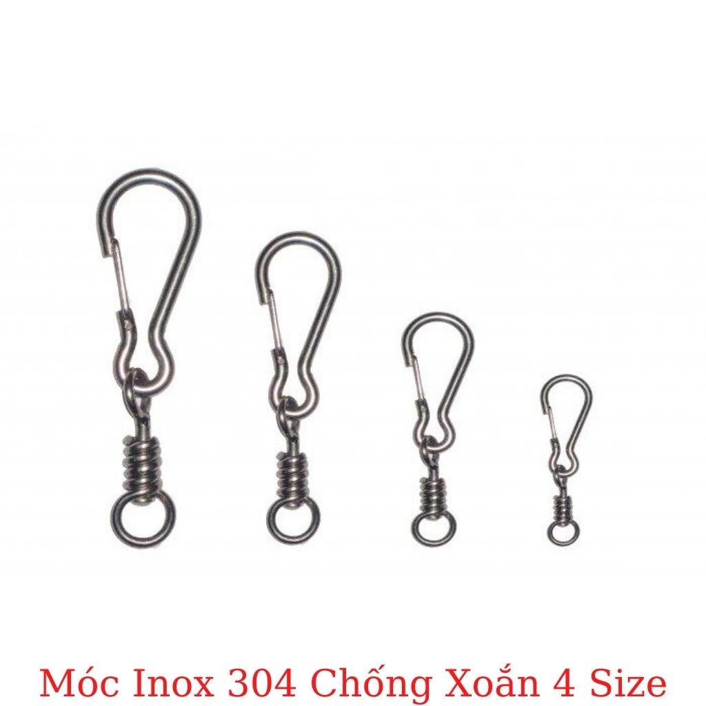 HCM (1 cái) Móc xích inox có chống xoắn Móc khóa 4 size Inox 304 siêu cứng có thể dùng móc dây cáp hoặc móc xích chó -Pe
