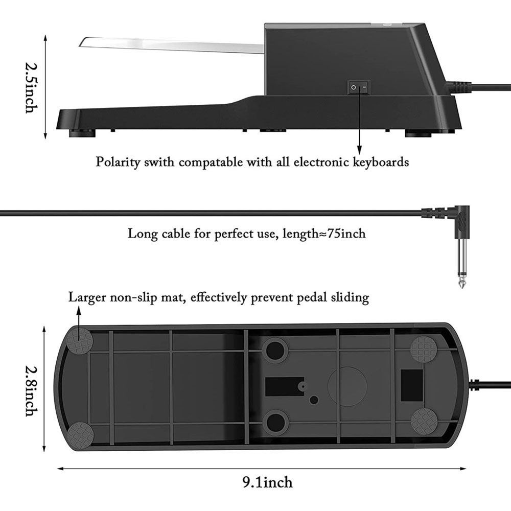 VANES1 Durable Sustain Pedal Musical Damper Foot Pedals Piano Keyboards Universal Keyboards Drop for Keyboard for Electric Piano Keyboard Instruments Foot Switch/Multicolor