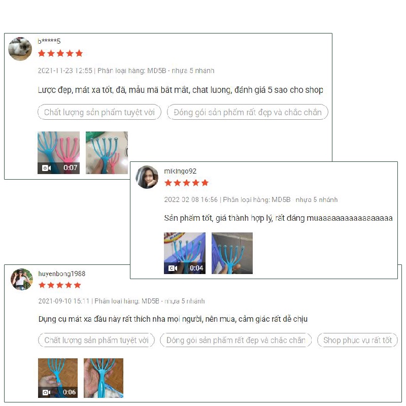 Massage đầu Dụng cụ mát xa đầu 5 nhánh gắn bi sắt (MD5B) bibi90