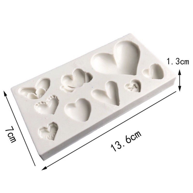 Khuôn silicon đổ thạch/socola/đá/rau câu 9 hình trái tim