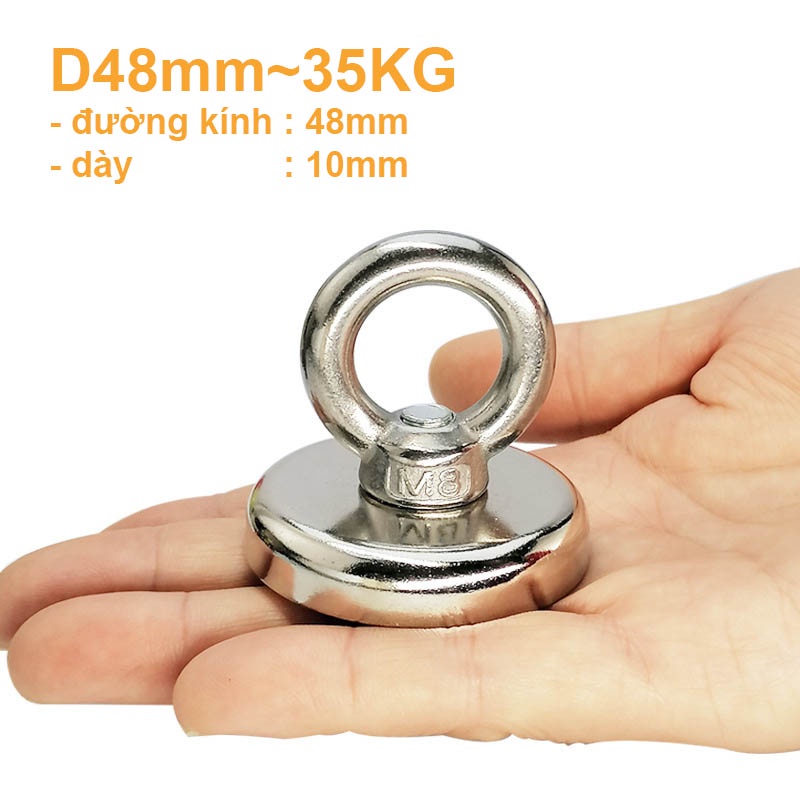 Nam châm cứu hộ d48mm lực hút 35KG loại siêu khỏe