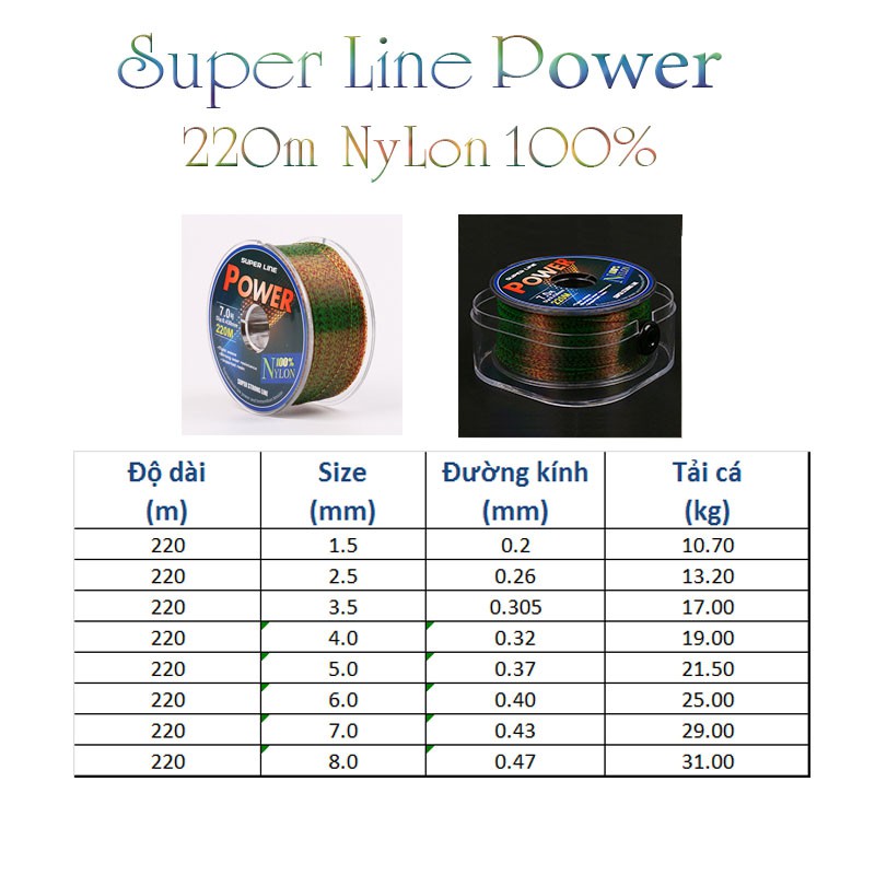 Cước câu - Cước câu cá tàng hình dây câu cá 100% Nylon Super power  DC-220