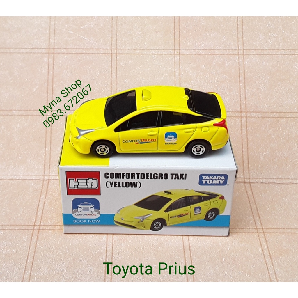 Đồ chơi mô hình xe tomica, Toyota Prius, COMFORTDELGRO TAXI, có hộp, tặng hộp PVC