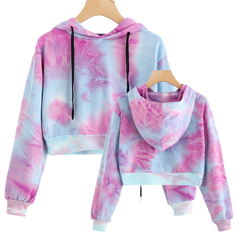 Áo Hoodie Dài Tay Màu Nhuộm Thời Trang Cho Nữ 2019