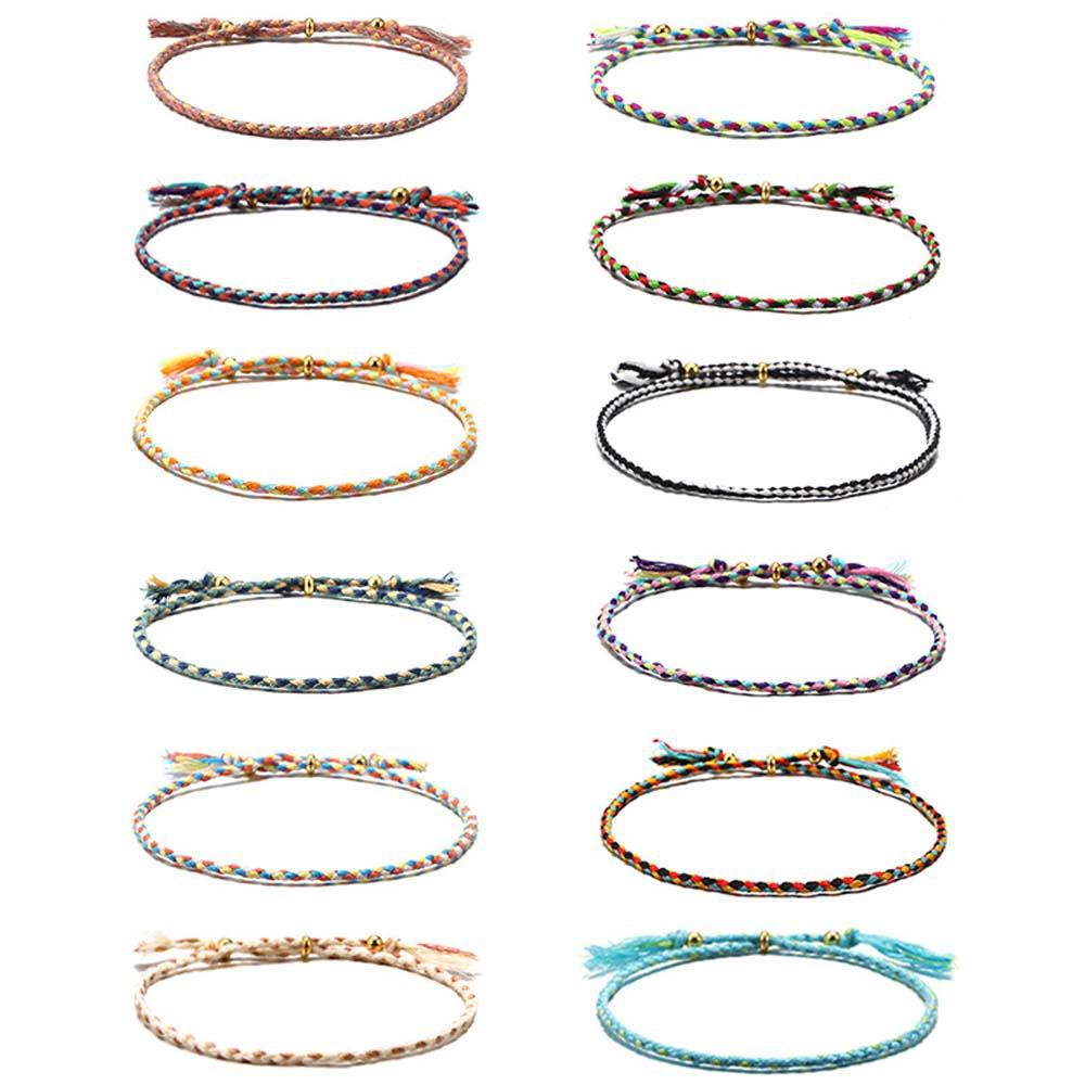 Vòng đeo tay dây bện polyester nhiều màu phong cách Bohemian kiểu Hàn cá tính dành cho nữ