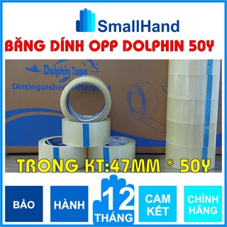  Băng dính trong 47mm x 50Y – Nhãn hiệu Dolphin – Chuyên dùng cho đóng gói hàng hóa thùng carton 