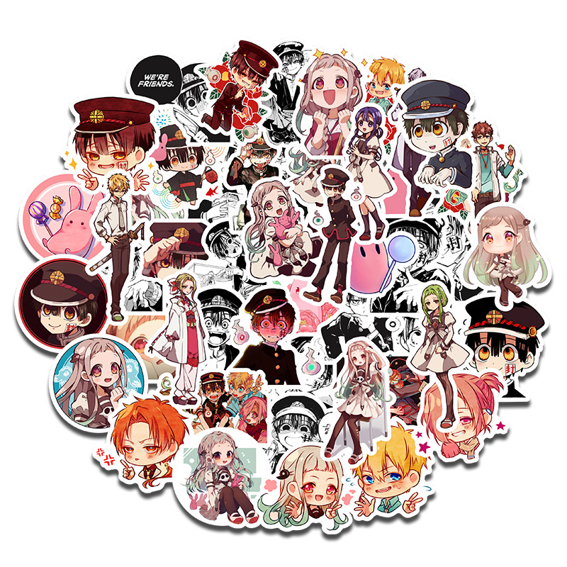 50 cái / bộ Anime Toilet-Bound Hanako-kun Dán Phim Hoạt Hình Không Thấm Nước Nhãn Dán Decal Cho Tự Làm Sticker Guitar Vali Hành Lý Xe