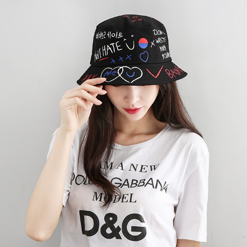 Xu hướng thời trang Nón Bucket grafity vetement hàn quốc Mũ vẽ tay