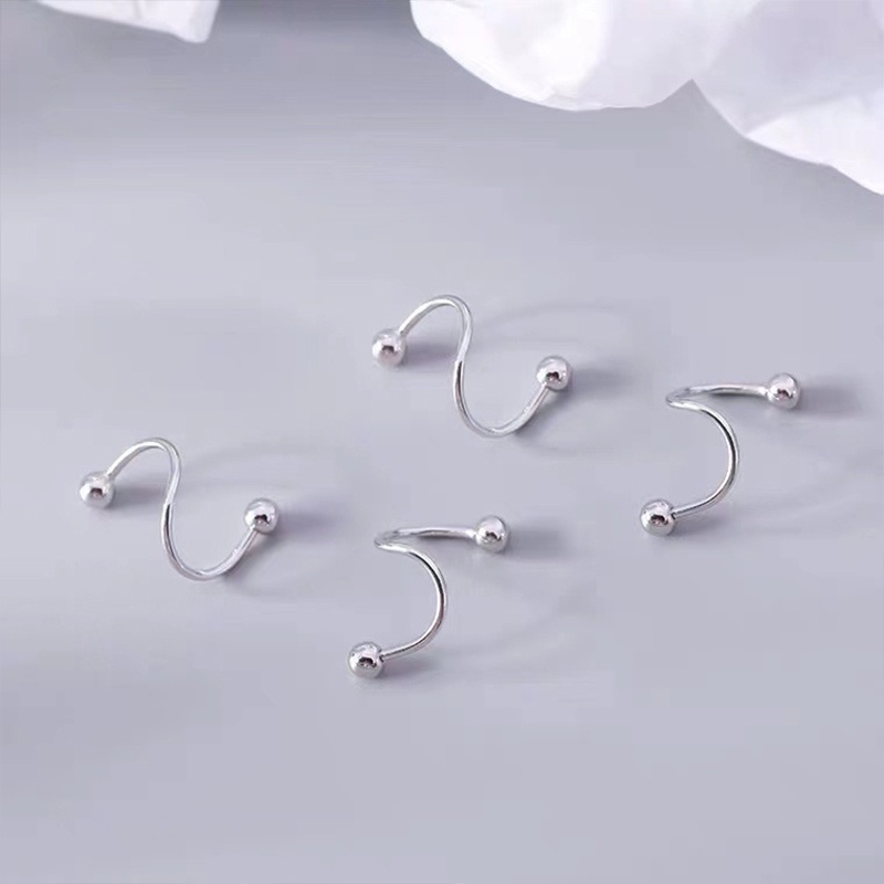 1 Cặp Khuyên Tai Hình Quả Cầu Xoắn Ốc Bằng Thép Không Gỉ Thời Trang Unisex