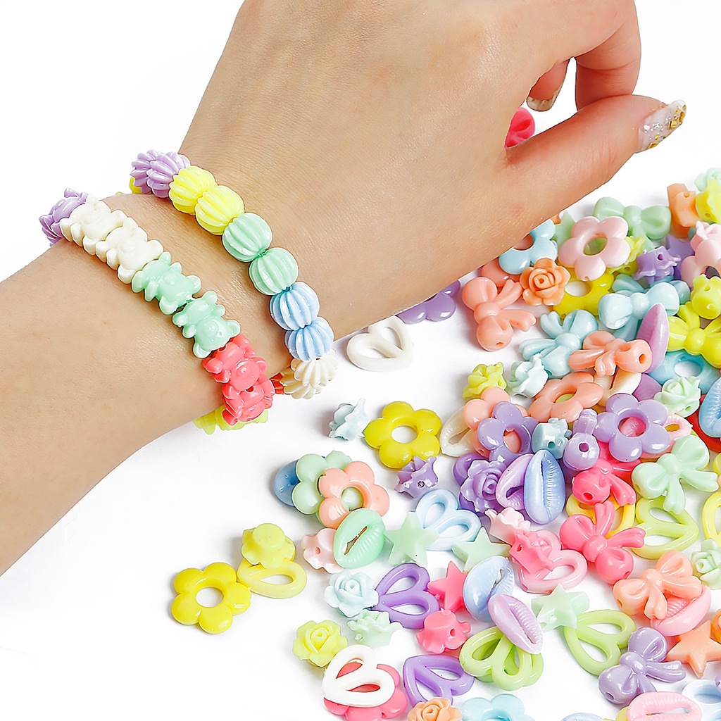 Bộ 28-180 Hạt Acrylic Làm Vòng Tay Đồ Chơi Cho Bé