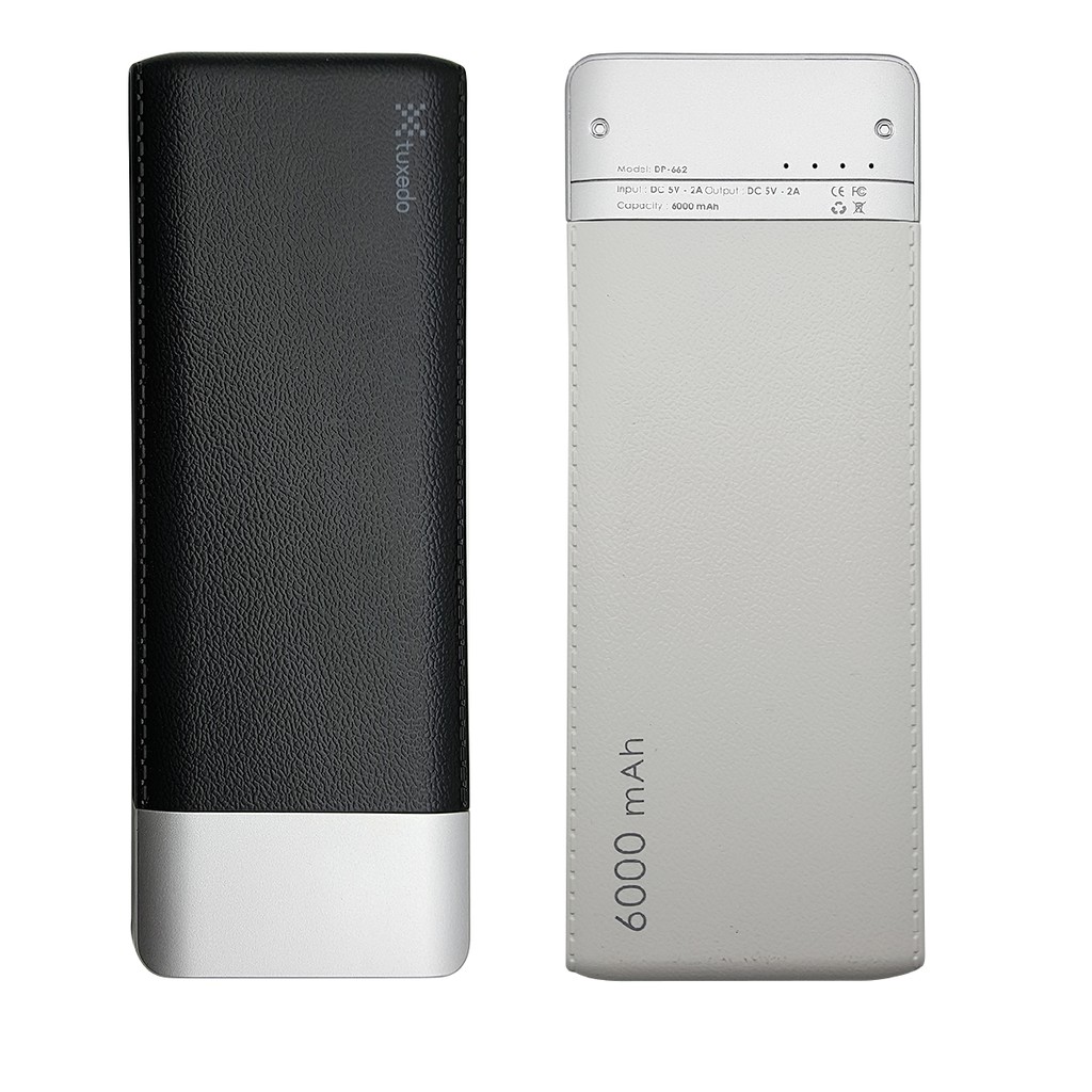 Pin sạc dự phòng Tuxedo DP-662 6000mAh (Vỏ giả da, siêu mỏng, hỗ trợ sạc nhanh 2.1A)