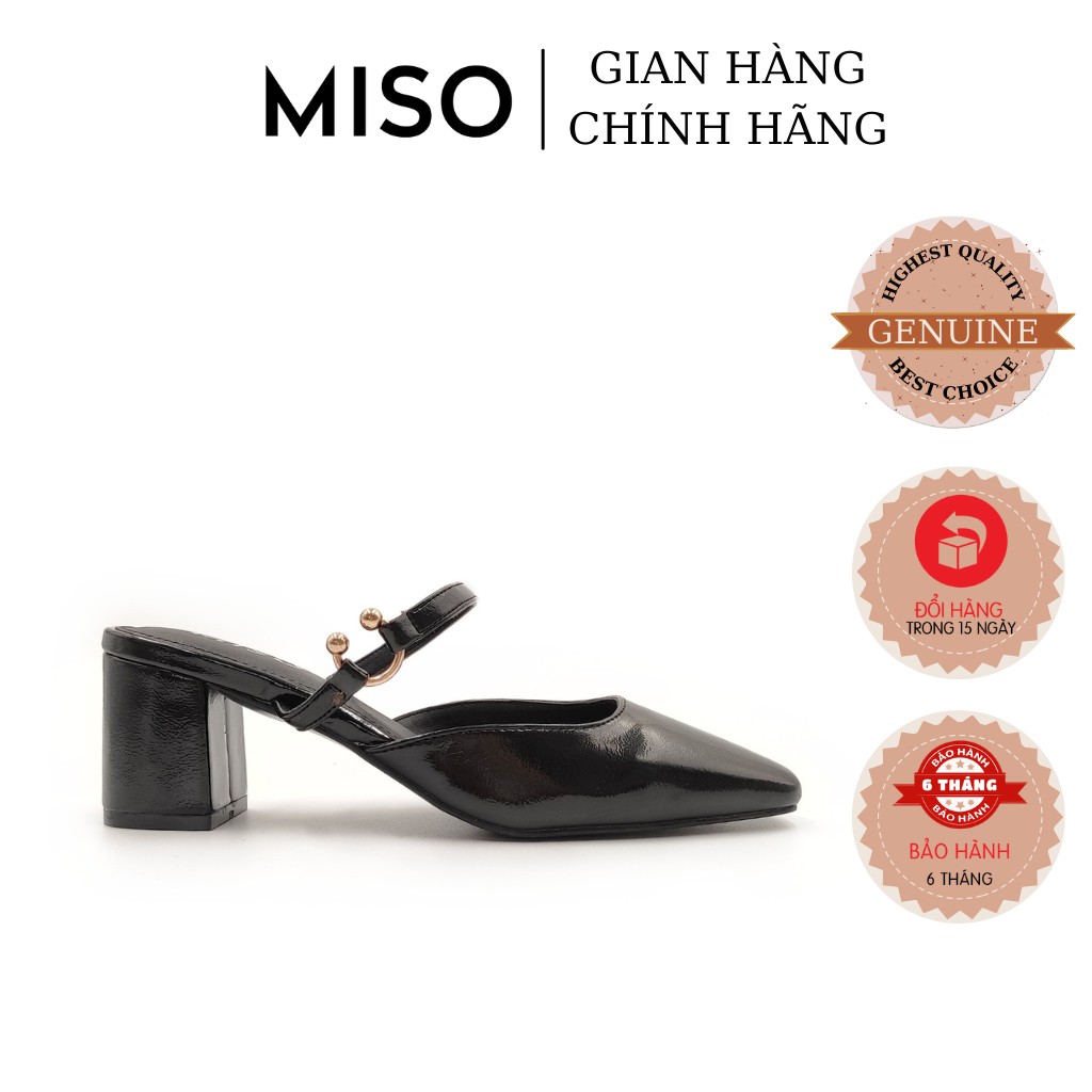 Guốc cao gót nữ thời trang dáng sục Mules bít mũi quai ngang gót trụ cao 5cm đi làm dạo phố MISO M032