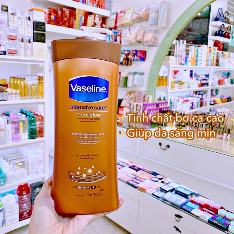DƯỠNG THỂ VASELINE COCOAGLOW  SIÊU CẤP ẨM  CHO DA KHÔ 725ML