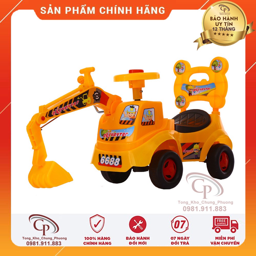 Xe cẩu chòi chân cho bé (Có nhạc + còi + gầu múc + tựa lưng)