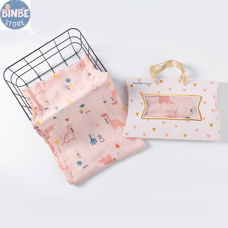 Khăn tắm cho bé, khăn quấn sợi tre muslin 2 lớp cao cấp 120*120cm siêu mềm cho bé