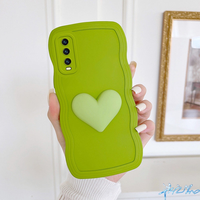 Ốp Điện Thoại Màu Xanh Lá Matcha 3D Cho Vivo Y20 Y20i Y12S Y12A Y20S Y33S Y21T Y11 Y33T Y21 Y17 Y12 Y15 V20 Pro S1 Y19 V9 Y85