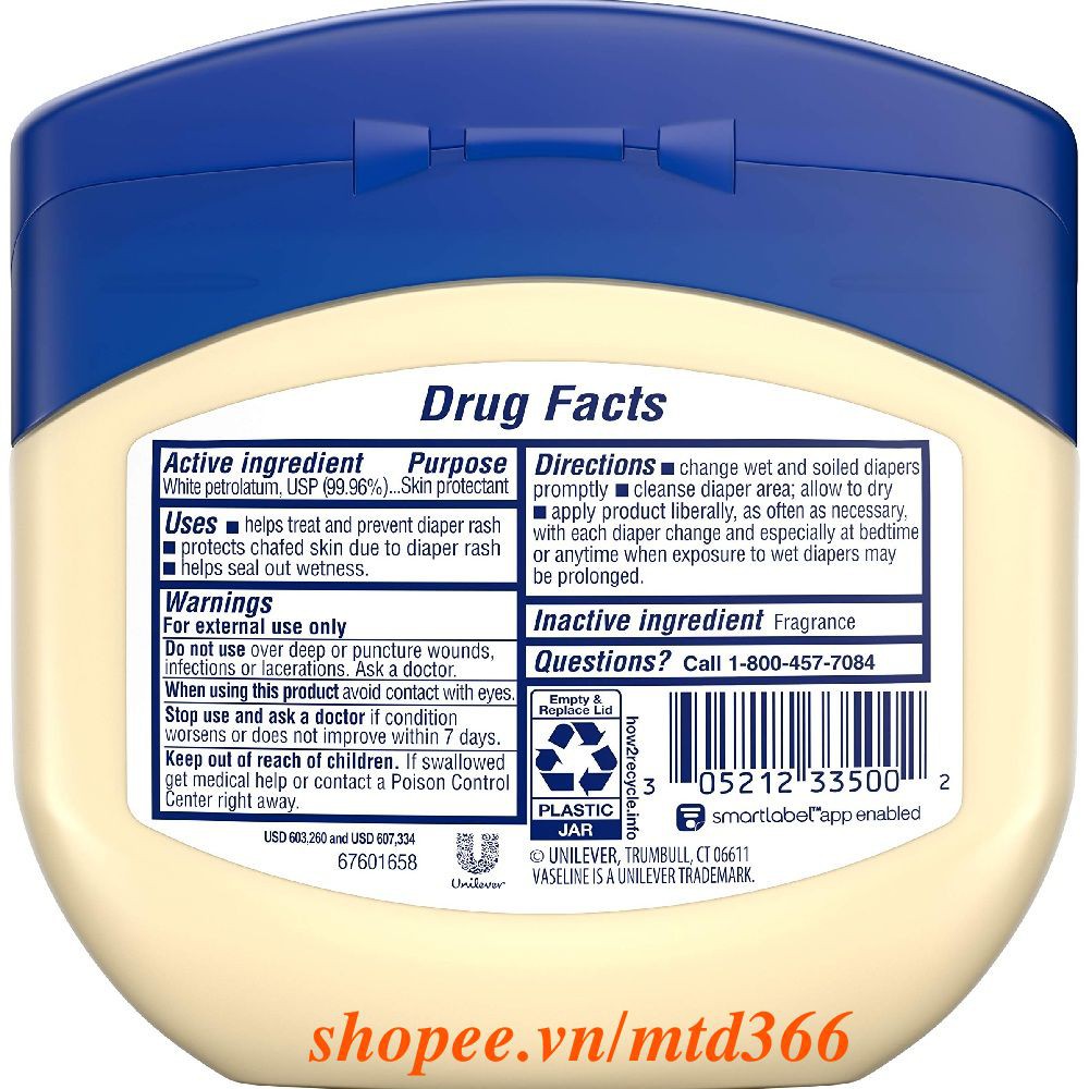 Sáp Dưỡng Da 368g Vaseline 100% Pure Baby Không Màu.