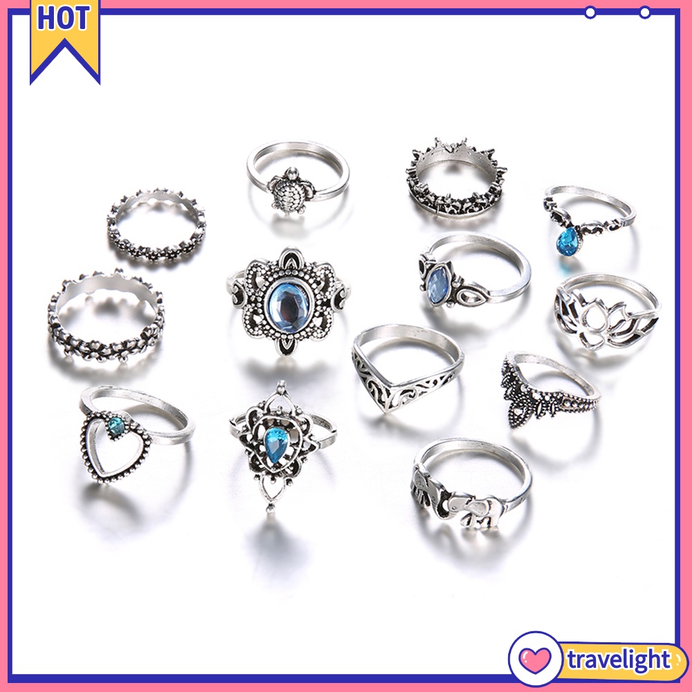 Set 13 Nhẫn Đốt Ngón Tay Phong Cách Boho Thời Trang Cho Nữ