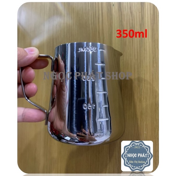 Ca inox 350ml, có chia vạch, inox 304 sáng bóng, HÀNG DÀY
