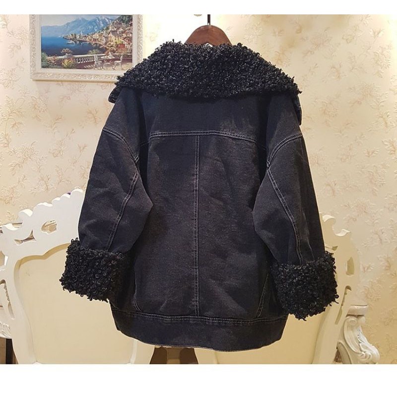 Áo khoác denim jean lót lông