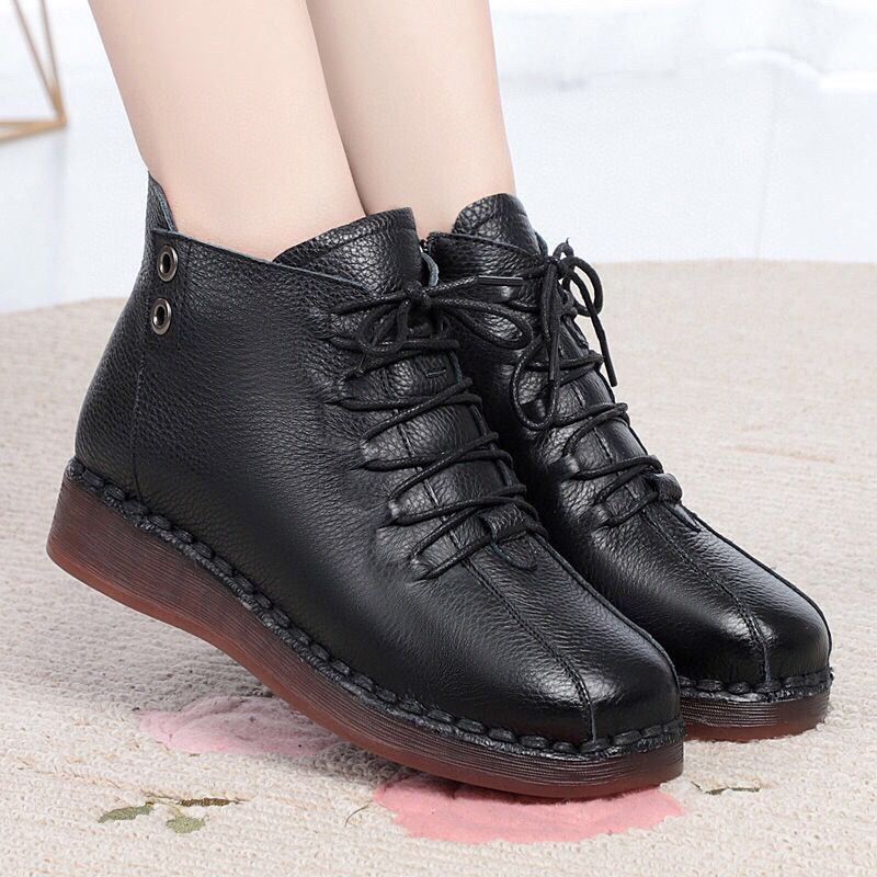 bốt cổ thấp da thật cho lứa tuổi trung niên trong lót lông cực êm chân | BigBuy360 - bigbuy360.vn