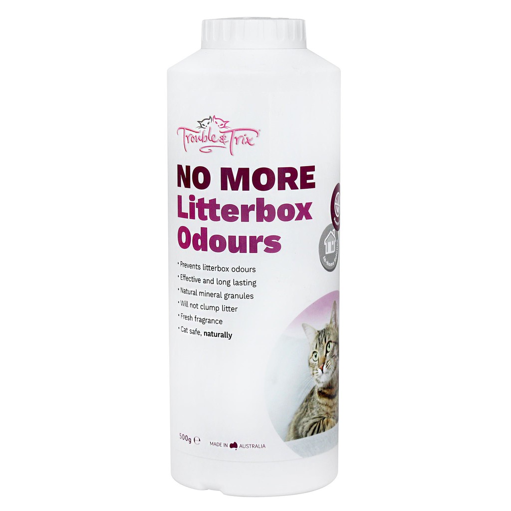 Phấn khử mùi khay vệ sinh cho mèo TROUBLE &amp; TRIX  NO MORE LITTERBOX ODOURS (POWDER) 500g
