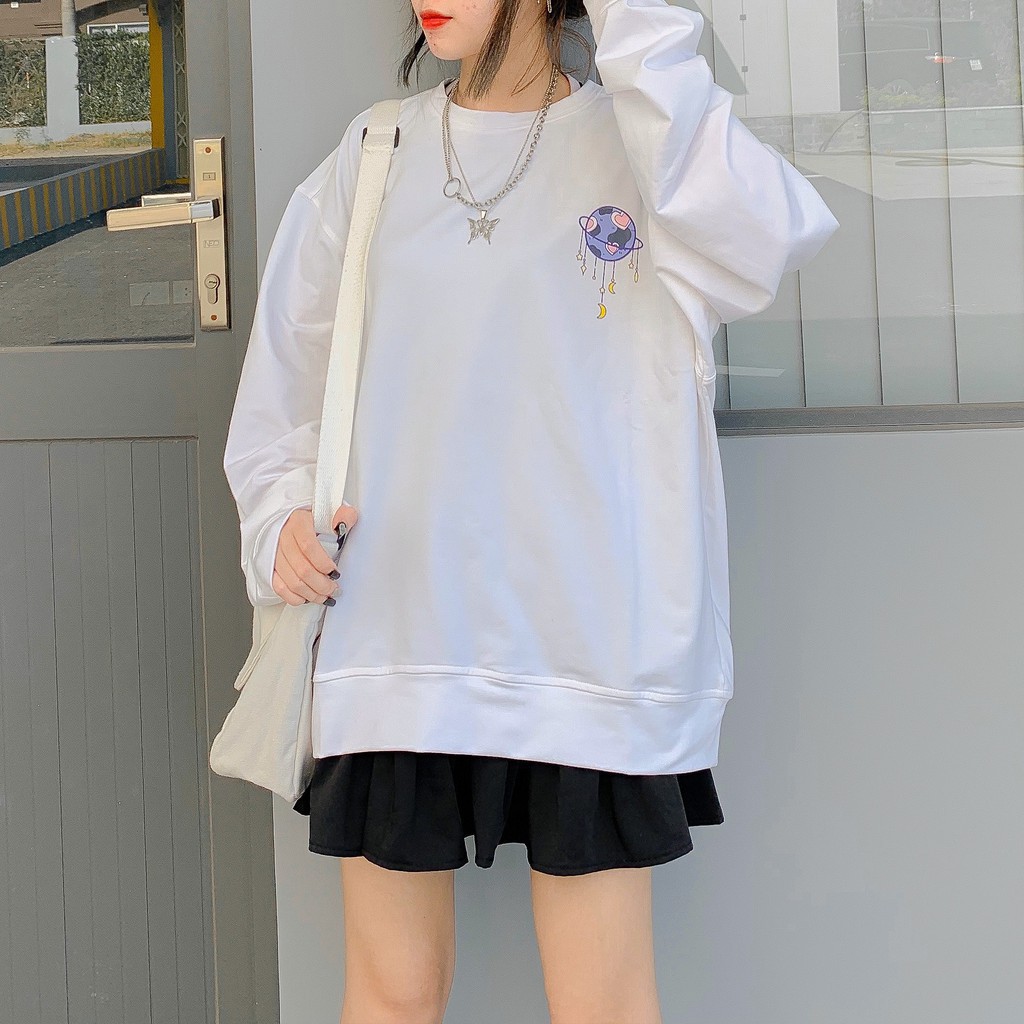 Áo Sweater Nỉ UNI MOON Tay Dài Form Rộng Ulzzang (Ảnh Thật)