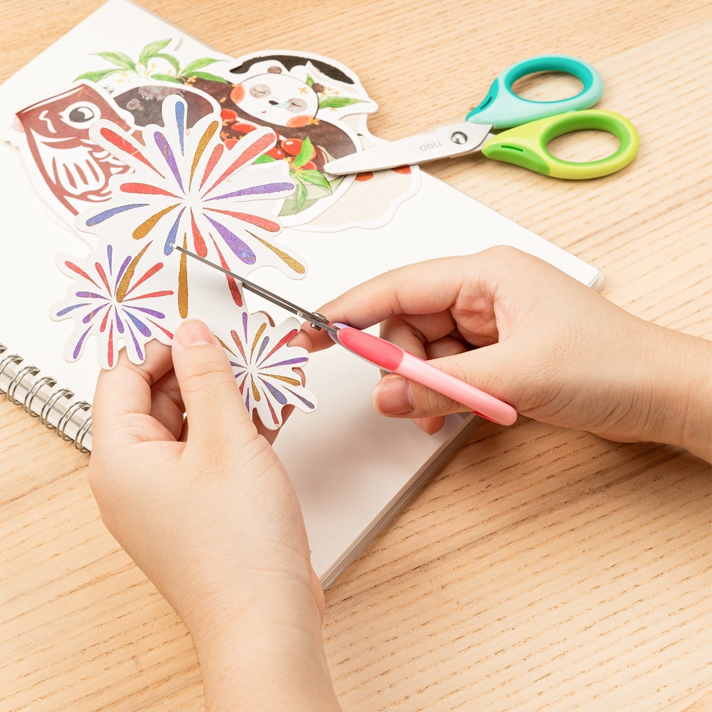 Kéo cắt giấy nhỏ gọn đầu mềm an toàn nhiều màu tiện lợi