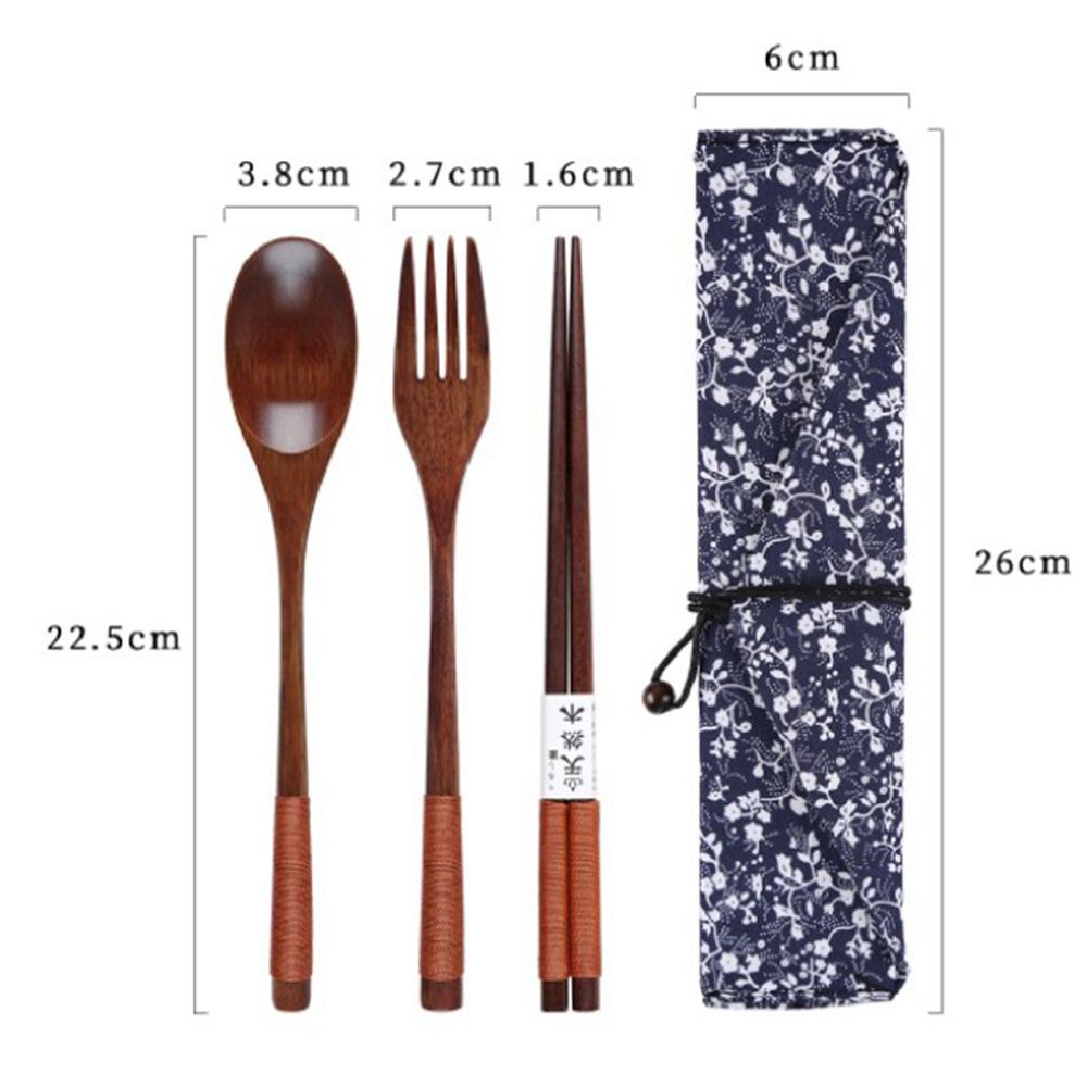 Bộ dụng cụ ăn uống bằng gỗ có thể tái sử dụng tiện lợi