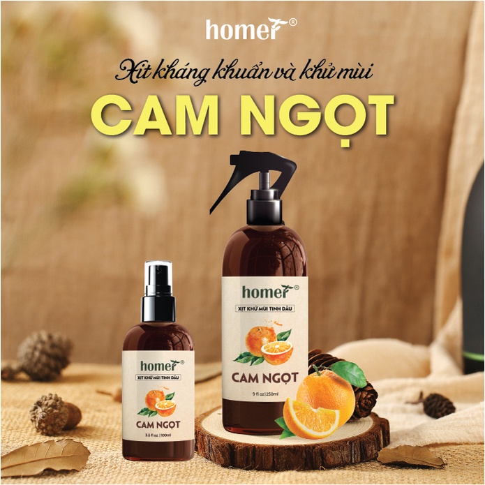 Combo 3 xịt khử mùi thơm phòng Cam Ngọt Homer 100ml/ chai