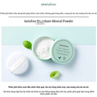 Phấn phủ bột kiềm dầu Innisfree – No Sebum Mineral Powder (mẫu mới)