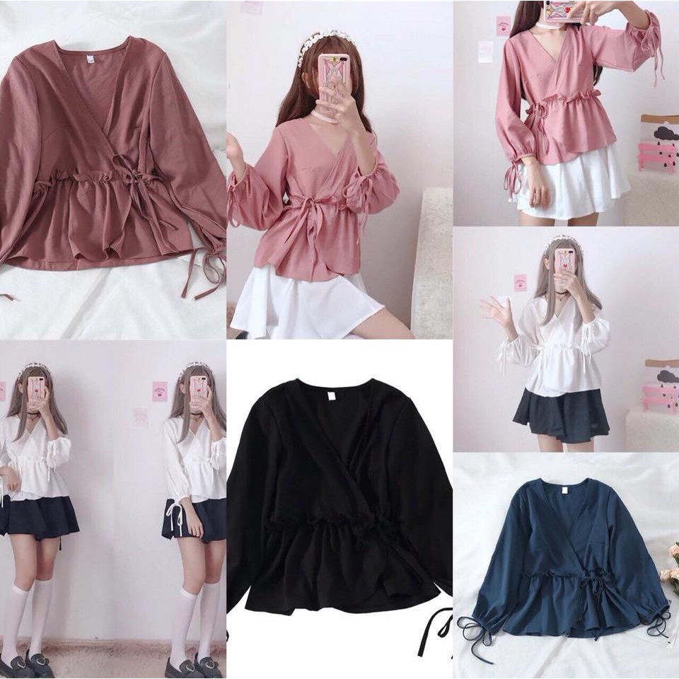 Áo peplum buộc nơ hàng Quảng Châu đang cực hot