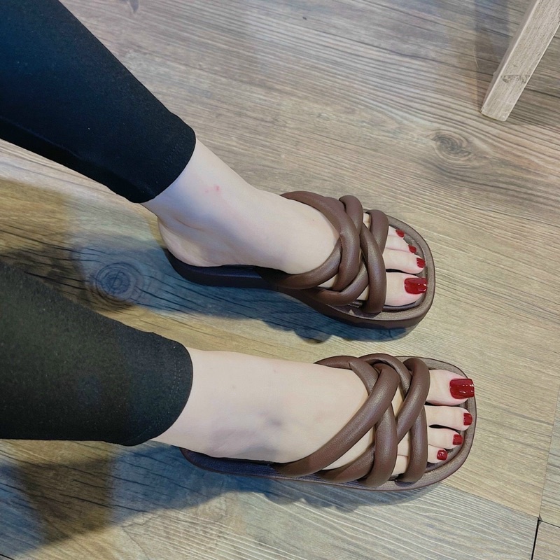 Dép Bánh Mì Quai Ống Đan Dây Chéo Đế Độn Siêu Êm Chân DD-0310