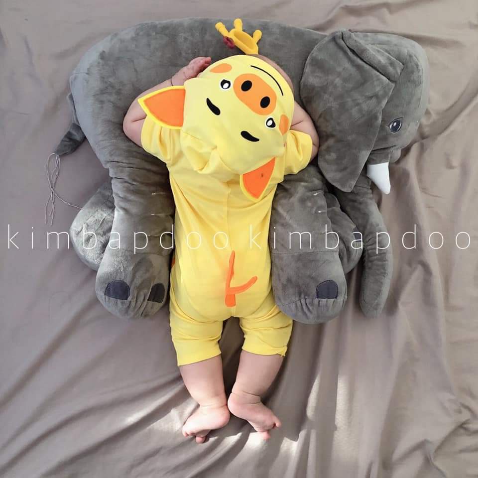 Bộ Bodysuit Đùi Liền Nón Dây Kéo Cao Cấp Hình Heo Cho Bé - Mihababy - BDSDUILIENNON_HEOVANG