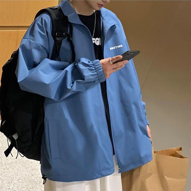 Áo khoác bomber dáng rộng cổ đứng màu trơn mẫu 2022 phong cách harajuku Hàn Quốc thời trang mùa xuân dành cho nam
