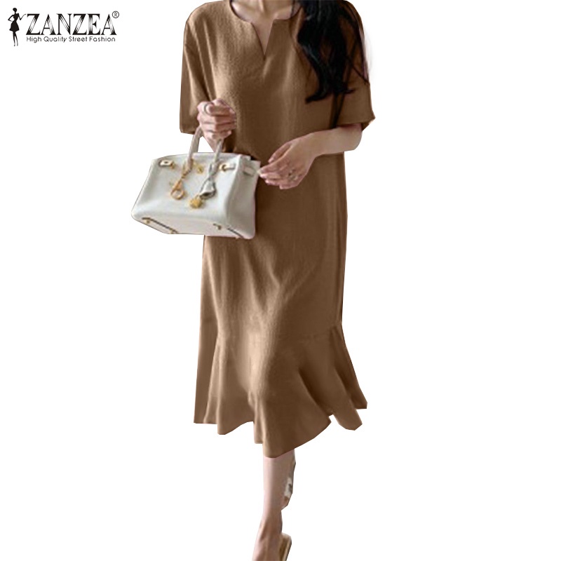Đầm Zanzea kiểu đuôi cá tay lửng thời trang tùy chọn màu sắc dành cho nữ