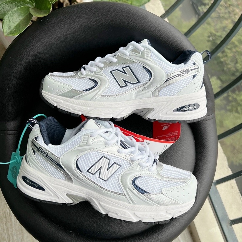 [Video_Ảnh Chụp Thật] Giày Thể Thao Newbalance 530 trắng viền bạc nam nữ