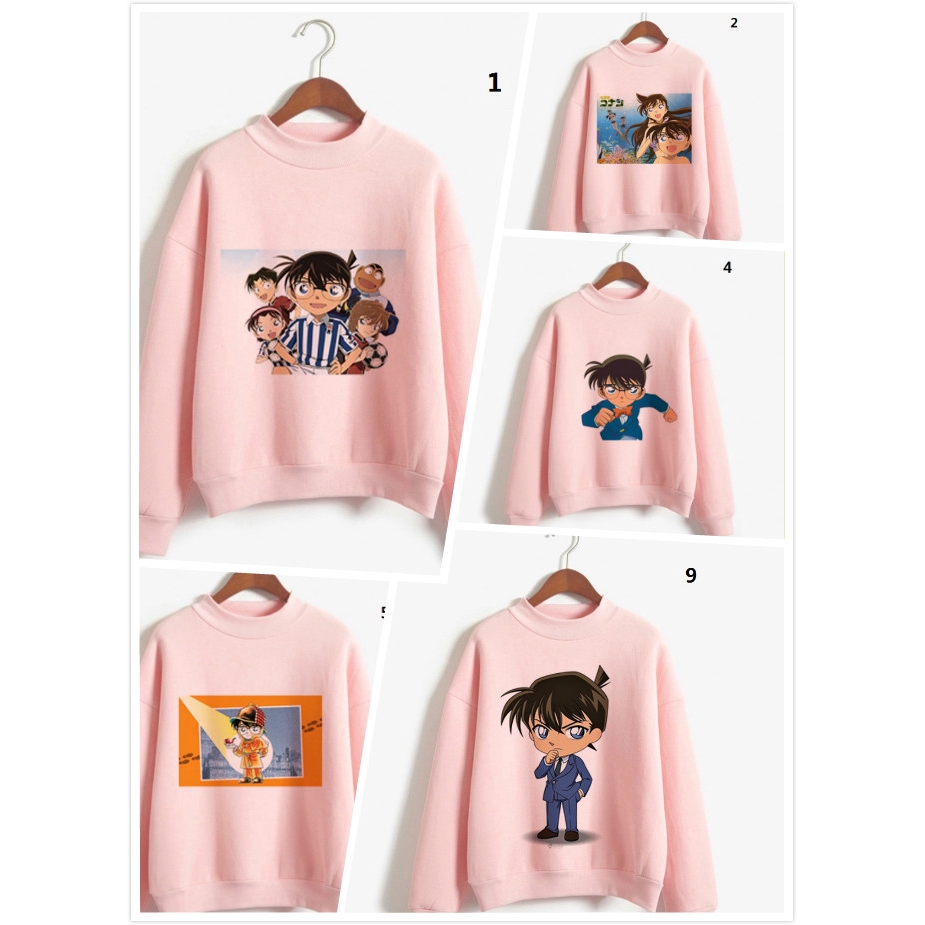 Mới áo sweater cổ cao in hình thám tử Conan