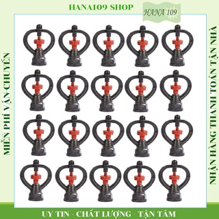 Bộ 20 béc tưới phun mưa thân xoay 360 độ 2 tia ren trong 21,27mm bán kính tầm 4- 6met.