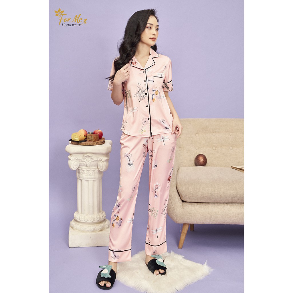 Bộ đồ ngủ, mặc nhà chất Lụa Giấy Luxury NGẮN TAY QUẦN DÀI CHUỒN CHUỒN ,forme pijama
