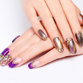 CZ Hộp 12 ngăn đựng 1200 hạt đá tròn trang trí móng tay lấp lánh