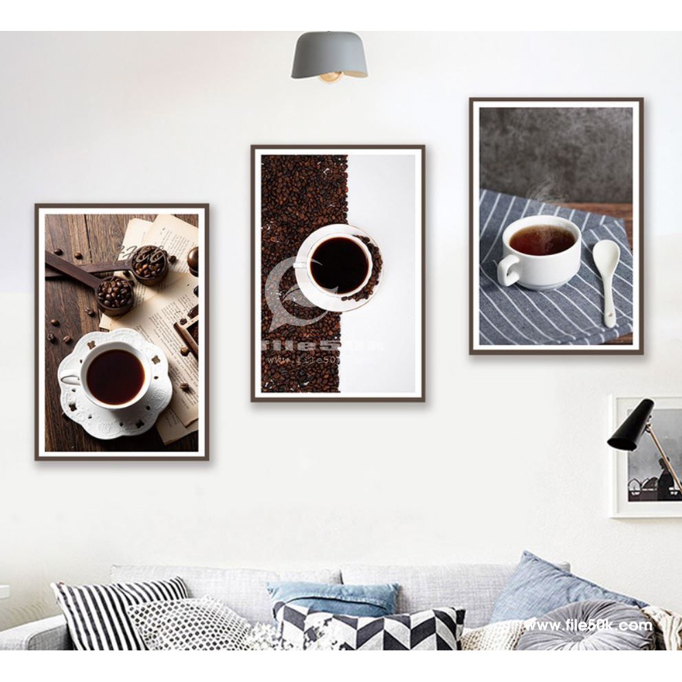 Bộ 3 Tranh Treo Tường Canvas Trang Trí Quán Bánh Ngọt Sữa Cafe Trang Trí Quán Trà Sữa Cafe Khách Sạn Nhà Hàng