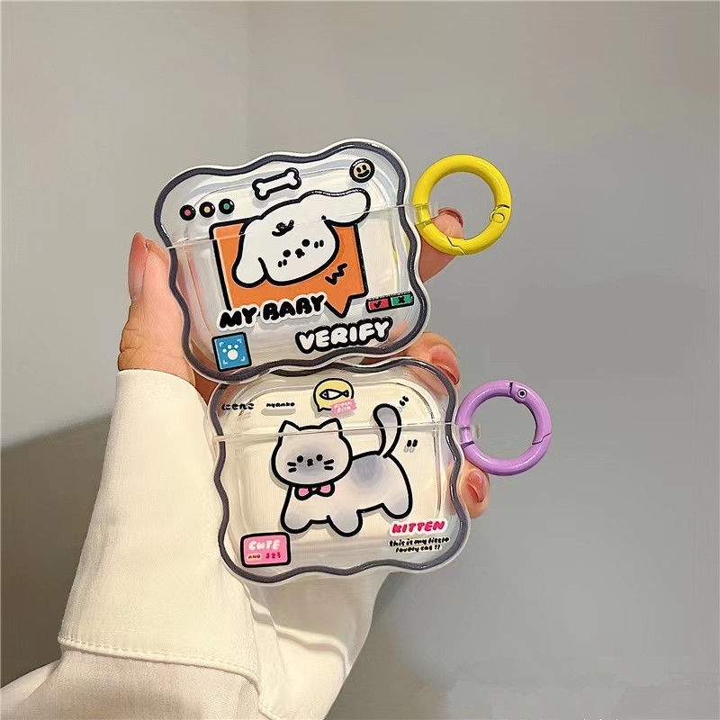 Vỏ Bảo Vệ Hộp Sạc Tai Nghe bluetooth apple airpods 1/2 pro 3 Hình Chú Chó/Mèo Dễ Thương