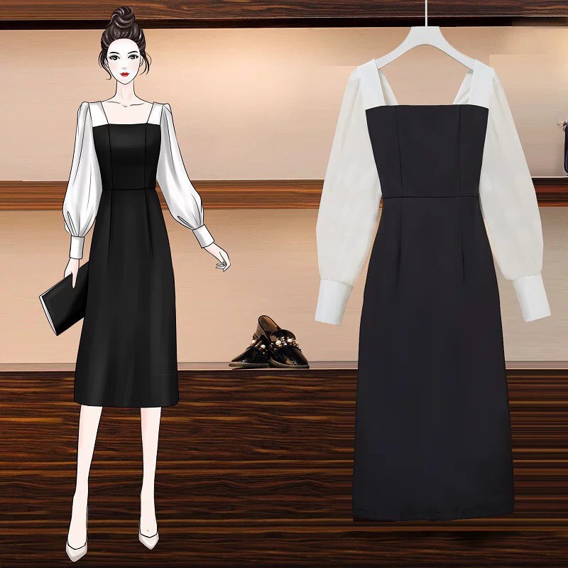 Đầm dạ hội Đầm dự tiệc thiết kế cổ vuông 2021, Phong cách Hàn quốc, hàng đẹp cao cấp giá rẻ - Thời trang VADA - Đ39