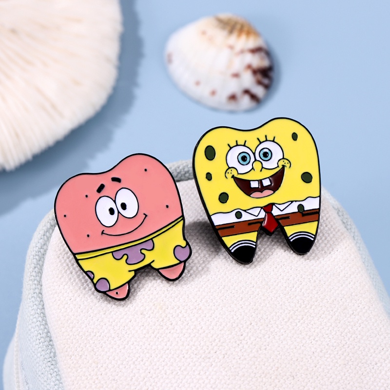 Huy Hiệu Cài Áo Hình Bọt Biển Tinh Nghịch Hoạt Hình SpongeBob Patrick