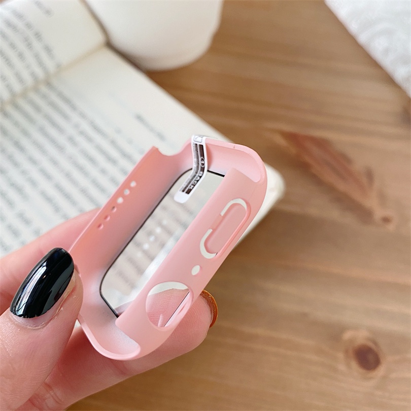 Ốp Kính Cường Lực PC Cho Đồng Hồ Thông Minh Apple Watch Series 8 7 6 SE 5 4 3 2 1 Size 41mm 45mm 44mm 42mm 40mm 38mm