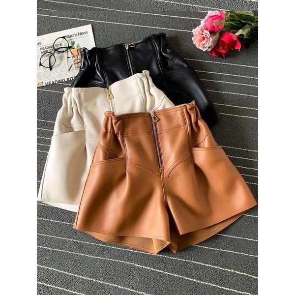 Quần short da cạp chun hai sườn đẹp