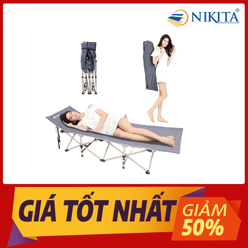 Giường xếp du lịch, Vải bạt chống thấm nước chống bám bụi, có túi du lịch tặng kèm - Hàng chính hãng