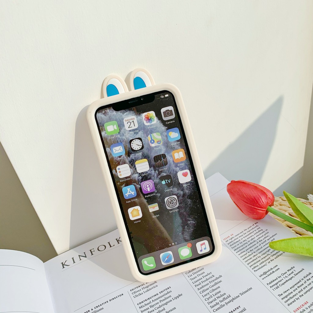 Ốp điện thoại silicon chống rơi thiết kế tai thỏ cho iPhone 6 7 8 plus xr x/xs xs max 11 11Pro 11 Pro max
