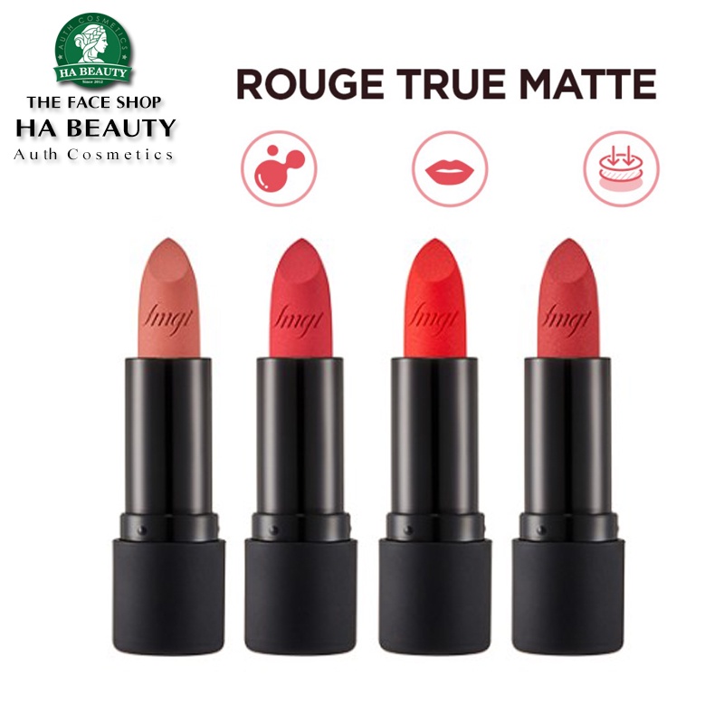 Son lì dưỡng siêu mịn có nhiều màu trẻ trung sang trọng môi quyến rũ The Face Shop fmgt Rouge True Matte 3.6g